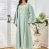 abaya robe longue arabe avec perles pour femme, tenue de soirée musulmane, caftan jalabiya, dubaï, maroc, educatif, ramadan, eid