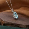 collier en argent sterling 925 pour femmes, pendentif de luxe en pierres précieuses aigue marine, chaîne de cou, bijoux fins, design en filigrane
