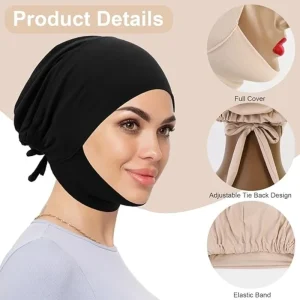 Bonnet sous-cou Hijab pour femmes, couverture complète musulmane islamique, voile en tissu de soie, bonnet Turban, sous-écharpe, accessoire du Ramadan, usage quotidien, 1 pièce Bonnet sous-cou Hijab pour femmes, couverture complète musulmane islamique, voile en tissu de soie, bonnet Turban, sous-écharpe, accessoire du Ramadan, usage quotidien, 1 pièce
