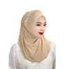 foulard islamique respirant avec nœud supérieur élégant, hijab pour ramadan, couleur unie, une pièce, casquette enveloppante pour la tête