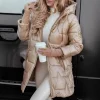 Vêtements en coton à capuche pour femmes, manteau Parka à manches longues, couleur unie, fermeture éclair, mode automne hiver