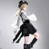ensemble deux pièces gothique japonais pour femmes, vêtements à manches évasées, chemisier doux, jupe à bretelles avec nœud, tenues à la mode, costume y2k doux