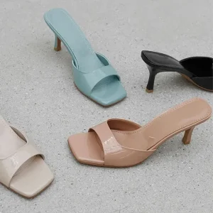 Femmes sandales à talons hauts été nouvelle mode bout carré bout ouvert femmes élégant décontracté confortable noir sandales à talons hauts