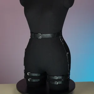 Femmes sexy chaînes ventre ceinture faux cuir ventre chaîne pour ceinture chaîne bikini hanche chaîne réglable harnais chaînes décoratives