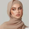 2 pièces/ensemble hijab en mousseline de soie avec sous capuchon couleur unie musulman hijab châle élastique intérieur islam turban mode bandeau bonnet 2 pièces