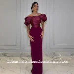 Robe de soirée droite plissée personnalisée, robes d&rsquo;occasion formelles, robe de soirée fendue dans le dos, arabe simple