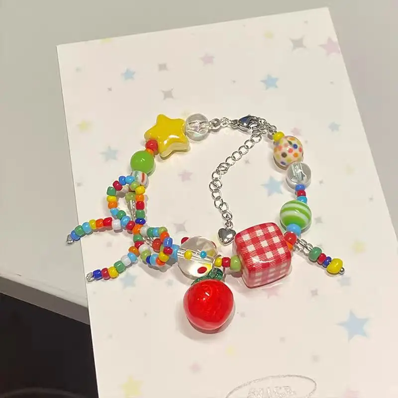 Bracelet de perles colorées pour femmes et filles, Y2K, mode mignon, nœud papillon, perle, étoile douce, bijoux coréens, cadeau de fête