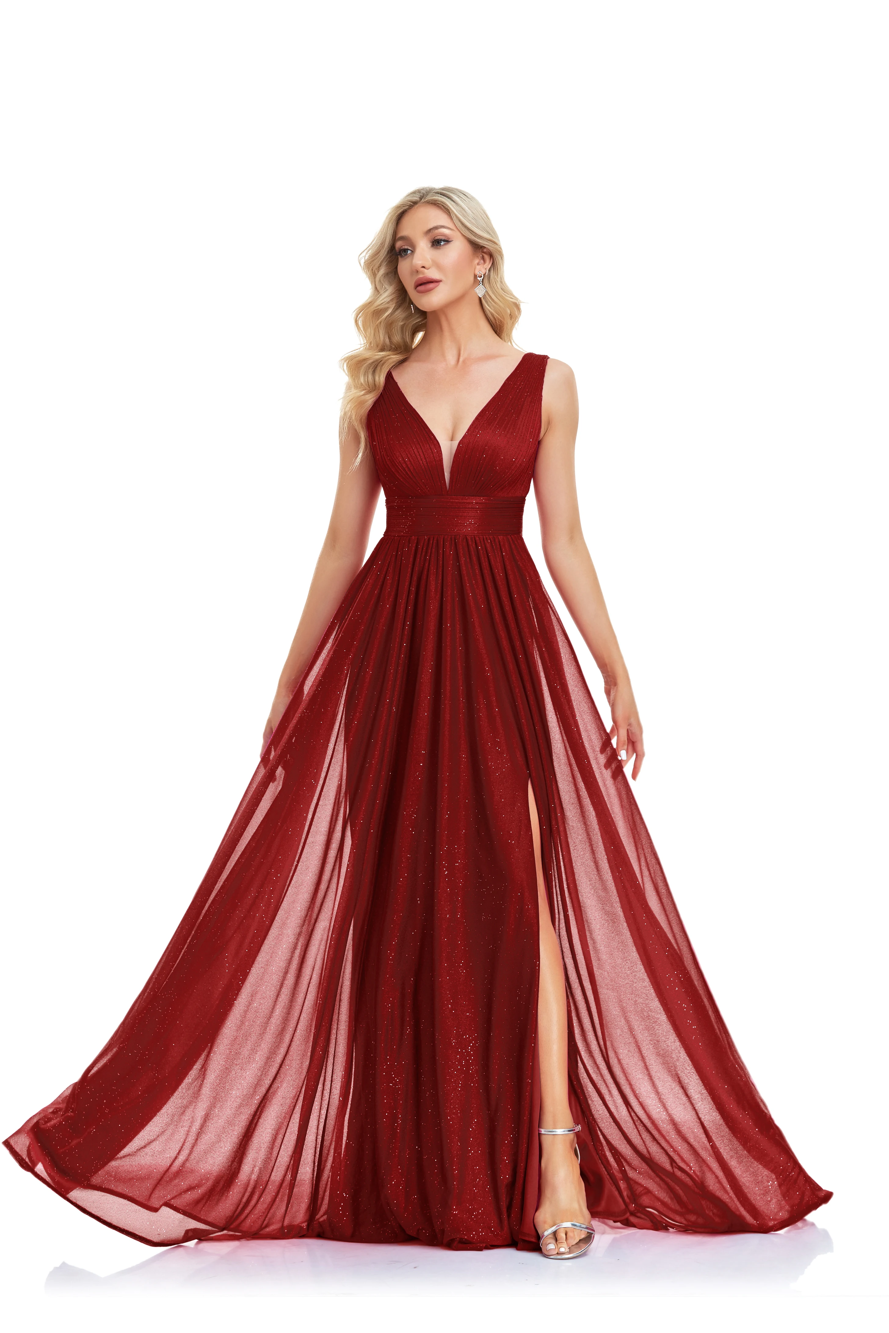 Robe de soirée trapèze élégante, tenue de soirée de luxe, longueur au sol, dos nu, décolleté en v profond, queue de cheval pour femmes, robes de fête de mariage