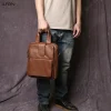 Sac à main en cuir véritable pour hommes, Style Vertical, sac à bandoulière à la mode, couche supérieure en peau de vache, porte-documents à fermeture éclair fait à la main
