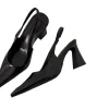sandales noires femmes été nouvelle mode femmes sandales escarpins pointus femmes chaussures bureau robe chaussures sexy talon carré chaussures hautes