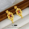 boutique d'or véritable 9999 24 carats avec les mêmes boucles d'oreilles et boucles d'oreilles pour femmes en or, bijoux en grenat rétro, luxueux et beaux