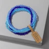ensemble de bracelets à main en perles de 4mm pour femmes, 4 pièces, perles de verre à coupe multiple, corde élastique avec boucle d'étiquette, bijoux faits à la main