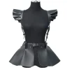 jupe femme ceintures mode cuir corps harnais ceinture jupe avec ourlet à volants style gothique taille et épaule ceinture accessoire de vêtements