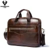 Véritable cuir hommes porte-documents Portable bureau sac à main pour pochette d&rsquo;ordinateur de haute qualité affaires messager sacs à bandoulière voyage