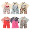 kimono japonais pour enfants, vêtements traditionnels pour bébés filles et garçons, imprimé floral, couleurs patchwork, vêtements de festival yukata, nouvelle collection 2025