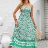 robe longue florale pour femmes d’été, vêtements tendance pour femmes, robe d’été 2024, robe de plage sexy halter bohemia, tenue d’été