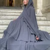 eid musulman abaya femmes en mousseline de soie 3 couches gâteau fête cardigan robe jalabiya robes ramadan maroc abayas caftan robes 2026