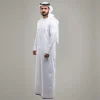 robe abaya musulmane décontractée pour hommes, col rond du moyen orient, écharpe de sauna blanche, bande de sauna, vêtements islamiques, nouveau, 2024
