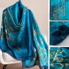 foulard coréen luxe foulard en soie élégant motif lotus en mousseline de soie châle enveloppement impression doux femmes hijab châles femme