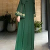 eid abaya musulman pour femmes robe brodée avec écharpe 2 pièces ensemble dubaï arabe longue robe maroc abayas caftan foulard magnifique