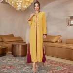 Abaya à capuche avec garniture brodée en biscuits, robes pour dames, caftan à ourlet patchwork, diamants, documents d&rsquo;abonnés