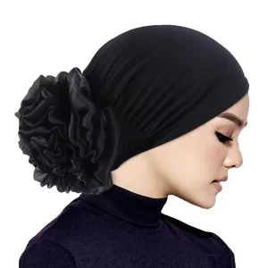Femmes Hijabs Turban grande fleur tissu élastique bandes de cheveux chapeau bonnet dames musulman solide perte de cheveux écharpe casquette cheveux accessoires