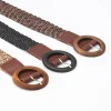 ceinture de taille tressée noir café femme ceinture vintage boho ronde en bois boucle lisse fausse paille larges ceintures sangle de taille pour les femmes