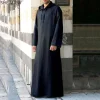 robe longue à capuche de style arabe pour hommes, vêtements musulmans, abaya turque, mode islamique, document solide, robe de ramadan simple, 2024