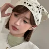 mode tricoté foulard femmes style pastoral français triangle bandeau à la main crochet bandeau serviette rétro fleur foulard