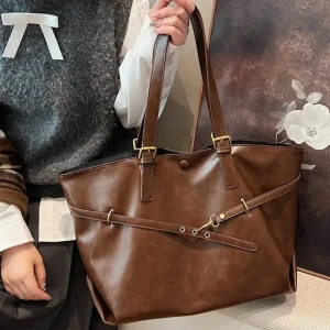 Sac fourre-tout de luxe Vintage de grande capacité, sac à main polyvalent pour le travail de banlieue, classe d&rsquo;étudiant, boucle de ceinture sous les bras, sac de Shopping pour femmes