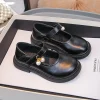 Étudiants chaussures plates noir mat enfants chaussures en cuir antidérapant semelle souple 2025 nouvelle mode enfants chaussures plates bout rond à la mode