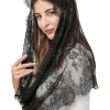 voiles en dentelle blanc/noir pour église, mantille catholique, voile couvrant la tête de masse latine pour femmes de mariée