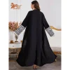 robe caftan musulmane pour femmes, abayas ouvertes, kimono, keffiyeh, broderie de glands, dubaï, islam cardigan, luxe, uni, ramadan, 2024