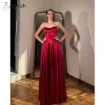Amirah robe de bal épaules dénudées robes de soirée femme robes de soirée élégantes 2025 personnalisé une ligne Satin bordeaux rouge bal
