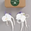 accessoires pour cérémonie, paquet de 2, 1 boutonnière pour hommes pour fleurs de bal, 1 décoration de corsage de poignet de demoiselle d'honneur de mariée
