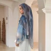 foulard hijab en rayonne de coton imprimé pour femmes, châles musulmans, enveloppes de mode, bandeau aquarelle, turban islamique