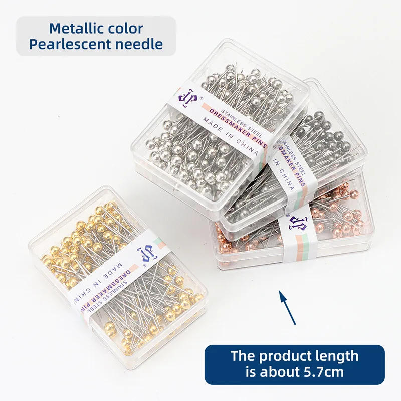 Épingles à coudre rondes en perles, 100 pièces/boîte, épingles à tête multicolores, épingles de Quilting droites pour couturière, positionnement, décoration de bijoux à faire soi-même