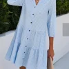 Mini robe à carreaux légère pour femmes, robes de style chemise, manches longues, col en V, printemps, automne