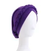 turban tressé à la main de style bohème pour femme, chapeau ample, bandana croisé, hijab musulman, tête islamique, perte de cheveux, casquette de chimio