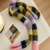 Écharpe pour femme – design mignon à rayures arc en ciel, écharpe étroite élastique et extensible pour la chaleur de l'hiver, accessoire de mode fait à la main