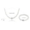 ensembles de bijoux en perles blanches pour femmes, boule de strass de luxe, collier, boucles d'oreilles, bracelets