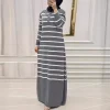 mode robe musulmane dames robe islamique élégante moyen orient rayé abayas dubaï luxe turquie islam vêtements caftan robe