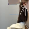 e56a boucles d'oreilles à nœud papillon à mode pour femmes filles, clous à nœud perlé, vêtements confortables à