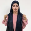 hijab instantané de haute qualité avec bande pour femmes musulmanes, écharpe plaine premium, foulard en soie brillante, châle à bords larges