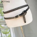 Ceinture Double cercle en cuir allongé pour femmes, chaîne de taille Simple, n&rsquo;importe quel nœud assorti, nouvelle collection printemps été