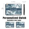 pochette en toile avec nom personnalisé pour femme, sac à main gracieux, pochette de maquillage, sac à cosmétiques, portefeuille en poudre mobile, fête, week end, vacances, voyage