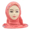 filles enfants musulman belle hijab islamique arabe écharpe châles motif de fleur couleur unie amira hijab foulard prière chapeau bandeau