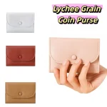 Porte-monnaie élégant en Grain de litchi, pochette courte Ultra fine pour femmes, portefeuille court multifonction avec fermeture éclair, porte-cartes en cuir PU pour hommes