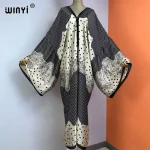 WINYI col en v afrique robe femmes Boho décontracté caftan Vintage robe de soirée plage couvrir abaya dubaï luxe abaya femme musulmane