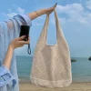 sac de plage fourre tout pour femmes, sac à main d'été décontracté en crochet, sac à bandoulière en tricot creux, sac de shopping